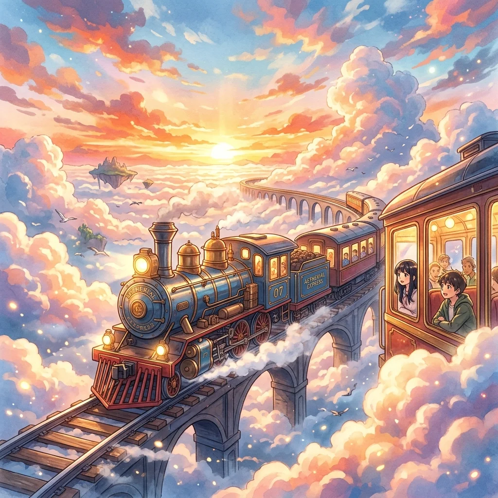 Sky Train Journey — AI-generated preview image for this anime prompt