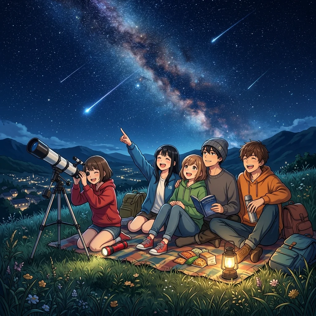 Stargazing Friends — AI-generated preview image for this anime prompt